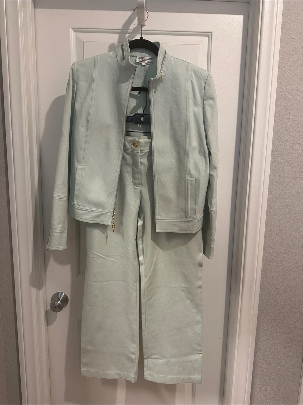 St. John Pale Mint Jacket & Pant Set